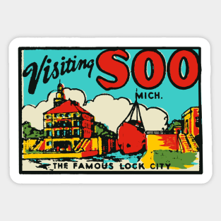 Soo Michigan Soo Locks Vintage Style Sticker